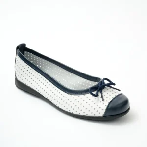 Ballerines largeur confort cuir perforé